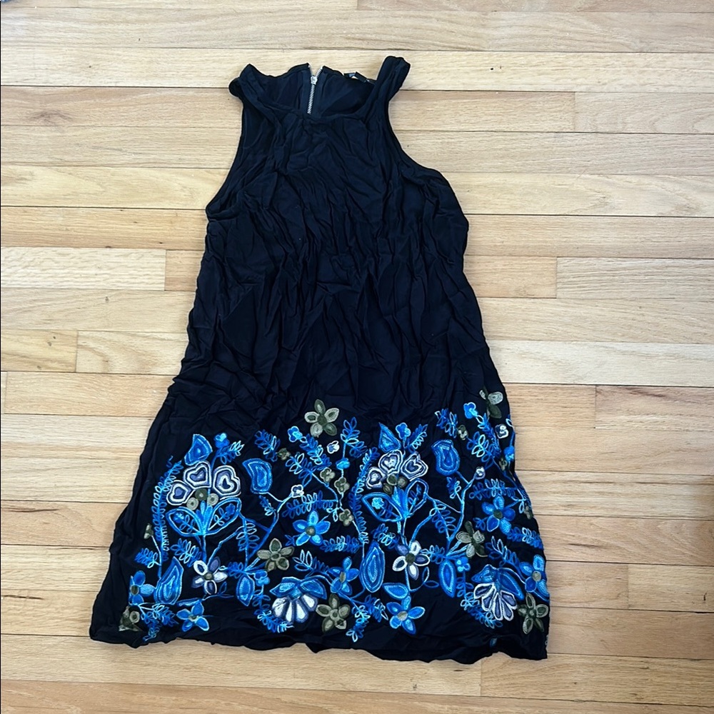 Floral Embroidered Black Dress